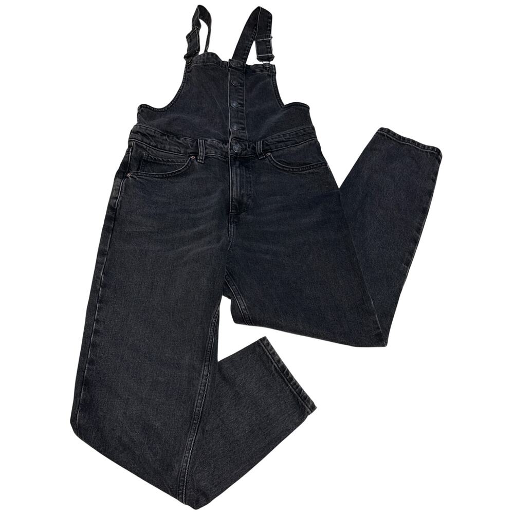 We The Free People Ziggy Denim Overalls Black Straight Leg Womens